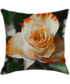 Wunderschöne Rose 4er Kissenbezug 45x45cm, Deko für Wohnzimmer und Schlafzimmer, Leinen Material Weiß Orange Grün