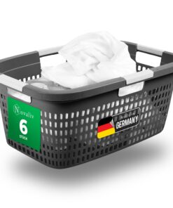 Novaliv Sparset 6X Wäschekorb Anthrazit, 40L Für Bad Wäsche Schmutzwäsche - Aufbewahrung, Funktionales Set Wäschebehälte