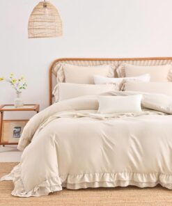 Nayoroom Kuschelige Bettbezug Set 3teilig Romantic Taupe Ruffle Doppelbett