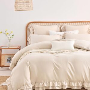 Nayoroom Kuschelige Bettbezug Set 3teilig Romantic Taupe Ruffle Doppelbett