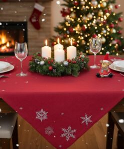 KAMACA Filigrane Stickerei Tischdecke Mittelgröße 85x85 cm Küche Esstisch Dekoration Eyecatcher Herbst Winter Weihnachte