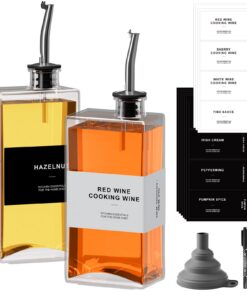 Eckige Öl- und Essigsprenger-Set, 2er Olivenöl Flaschen 500ml, Ölspender mit Ausgießer | Ölflasche Eckig Set, 500ml Oli