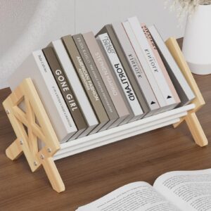 THYGIFTREE Kippbares Bücherregal aus Holz Wohnzimmer/Büro Schreibtisch Organizer CD Magazin Bücher Display Aufbewahrung