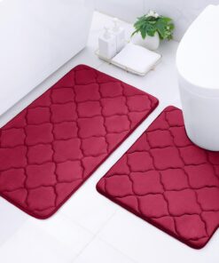 Homaxy Memory Foam Badezimmerteppich Set - saugfähig, rutschfest, washbar, 2-teilig, Weinrot | OEKO-TEX STANDARD 100