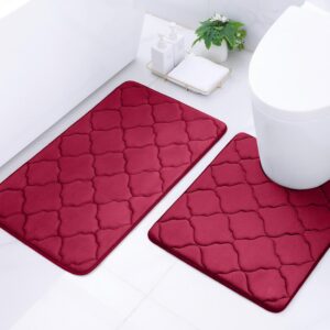 Homaxy Memory Foam Badezimmerteppich Set - saugfähig, rutschfest, washbar, 2-teilig, Weinrot | OEKO-TEX STANDARD 100