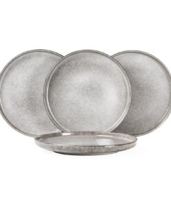 Henten Home Speiseteller Set für 4 Personen - Porzellan, moderner Look, ideales Dessertteller Frühstücksteller- Flache K