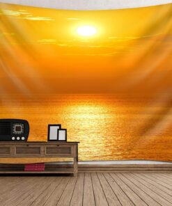 Daesar Wandteppich Landschaft Wasserfest für Kinderzimmer mit Sonnenaufgang Meer Muster Outdoor
