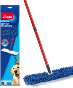 Vileda Flip Mop Pet Pro - Mikrofaser - rot - groß - Efficienter Haarabfall-apestizierung - 31 cm x 19 cm