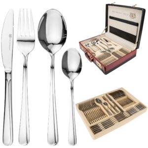 KARL HAUSMANN Besteck Set 12 Personen - 72-teilig - Spülmaschinenfest & Rostfrei - Edelstahl - Schwarz Koffer - Bestsell