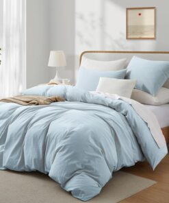 Baumwolle Bettwäsche Blau 135x200cm für Einzelbett Renforce OEKO-TEX
