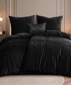 RUIKASI Flanell Bettwäsche Warm Winter Kuschel Plüsch Fleece 135 x 200 Schwarz mit 2 Kissenbezügen