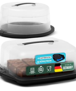 Novaliv Kuchen-Transportbox 2er Set - Festlich für Party-und Geschenkeverwendung mit großer Aufbewahrungsfähigkeit