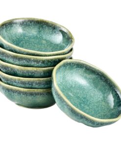 HENXFEN Porzellan Dipschalen 10cm 6er Pack Glänzend Grün für Sushi Sauce Snacks