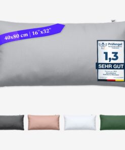 Wolkenfeld Superweicher Kopfkissenbezug 40x80 hell grau - kuschelig weich & bügelfrei - OEKO-TEX MADE IN GREEN