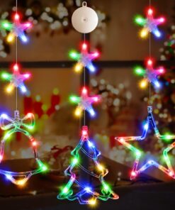 3 Stück Baum Sterne Glocke Weihnachtsbeleuchtung LED Farbenfroh mit Timer für Fenster und Balkon