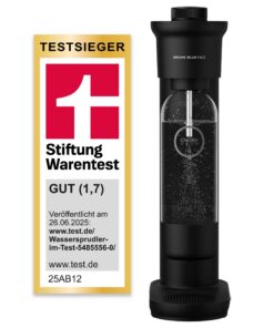 GROHE Blue Fizz Wassersprudler - Schwarz für Badegäste im Badezimmer - 3 Einstellbare Stufen, Kein CO2, 850ml Wasserflas