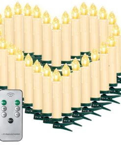 Kporadi Weihnachten LED Kerzen Lichterkette Energieklasse A+++Timer Fernbedienung Kabellos (50er)