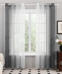 Deconovo Durchsichtige Voile Vorhänge für Balkon Dunkel Grau 245x140 cm Global Recycled Standard