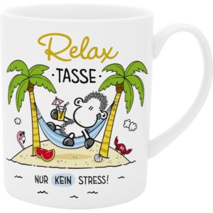 Sheepworld XL-Tasse mit Spruch "Relax" | Große Porzellanhße, 60 cl, Geschenkidee für Freund und Freundin | 74124