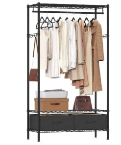 SONGMICS offener Kleiderschrank + freistehender Kleiderständer + familienfreundlich für Schlafzimmer und Kinderzimmer +