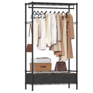 SONGMICS offener Kleiderschrank + freistehender Kleiderständer + familienfreundlich für Schlafzimmer und Kinderzimmer +