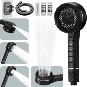 Duschkopf mit Filter, Hochdruck Handbrause mit Schlauch und Antikalk-Funktion für Sparsame Wasserentfernung von Rest-Chl