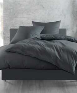 Mako-Satin Baumwollsatin Bettwäsche einfarbig zum Kombinieren (135 cm x 200 cm, Anthrazit) OEKO-TEX STANDARD 100 Mako-