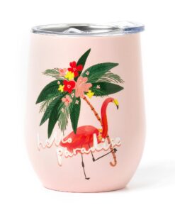 Legami Thermobecher 325 ml Hot&Cold doppeltwandiger Edelstahl und Kunststoff Flamingo luftdicht luftdichter Deckel mit L