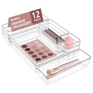 Radikor Schminktisch Organizer, 12 Stücke, 4 Größen, Büro Ordnungssystem, Make Up Organizer, Schubladen Ordnungssysteóri