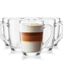 Glasmark KROSNO 1992 Kaffeeglase und Teeglase Mit Henkel für Spülmaschine 6 Stück 300 ml Aero