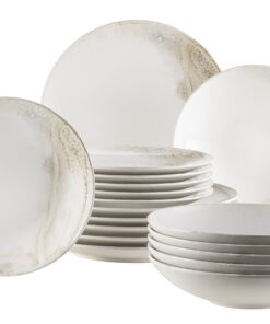 Mäser Teller-Set Steinzeug Ossia 6 Personen Weiss / Beige Für Familie inklusive Design und Qualität