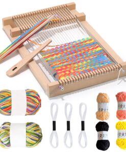 Qcdou Kinder Holz Webstuhl Set 19x29 cm, DIY Weben für Anfänger & Schulkindern