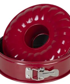 Wenco Springform 26 cm rot: Holz-Auslauf-Sicherheit, 2 Böden, Antihaftbeschichtung für perfekte Kuchen résultats, runde