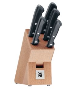 WMF Classic Line Messerblock mit 5 Messern, Birkenholz-Block, Spezialklingenstahl, geschätzte Fachgesinde, Ideal für spe