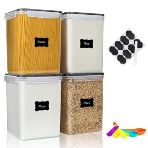 Stusgo 4 Stück Large Food Storage Container für Mehl, Zucker, Reis, Backzubehör, BPA-Free Plastik Seal Jars mit Deckeln,
