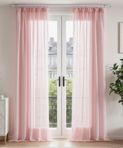 TOPICK Gardinen mit Kräuselband für Schlafzimmer und Wohnzimmer Rosa OEKO-TEX STANDARD 100 2er Set H225xB140 cm