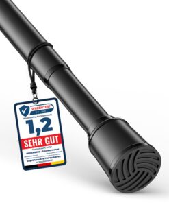 MEISENBERG Klemmstange für Gardinen 370-420cm ohne Bohren, Schwarz Ø 32 mm