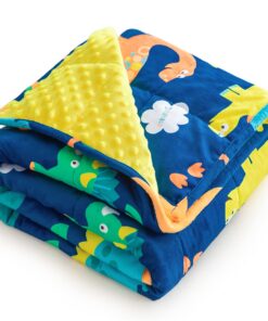 Sivio Gewichtsdecke 1,4 kg - Superweicher Kristallsamt, Blaue Dinosaurier - perfekt für das Schlafengehen und stressreic