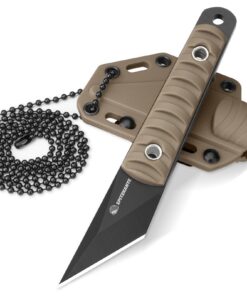 Schwarz Edc Outdoor Messer Kraki Griff 5,6 cm Klingenlänge | Halskette Umhänge Messer EDC 5Cr14MoV Stahl 5,6 cm | Schwa