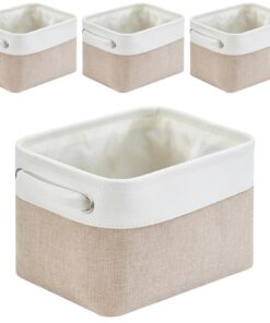 Mangata aufbewahrungsbox Stoff 4Pcs Klein, Helles Khaki weiß, Spielzeugaufbewahrung, Kleiderschrank organización, Regalo