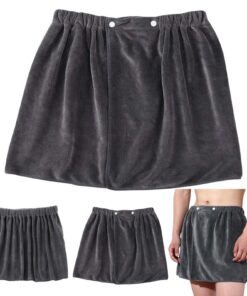 Sauna Kilt Herren Grau 40x150cm Verstellbar Polyester Saunatuch