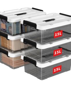 Cetomo 15L*6 Aufbewahrungsboxen, trasparente Schwarz für Haus und Büro