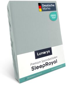 Lunarys® SleepRoyal Luxus Spannbettlaken 90x200cm - Silbergrau - 250 g/m² Premium Bettlaken - Stretch Jersey - für hohe