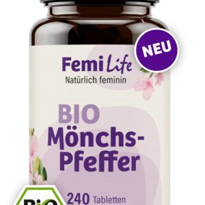 FemiLife® BIO Mönchspfeffer 4:1 Extrakt - 240 Tabletten - vegan, EU Organic, in Deutschland hergestellt