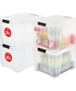 Iris Ohyama Aufbewahrungsbox aus Kunststoff - Ideal für Familie - HB-30 - 30L - Transparent - L43 x T35 x H25.5 cm Ir
