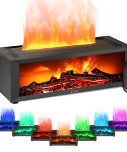Aroma Diffuser Kamin Schwarz Flammen Ätherische Öle Diffuser Fernbedienung LED Licht Timer Zuhause Büro Schlafzimmer
