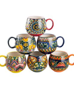 Porzellan Cappuccino Tassen Set 600ml für 6 Personen - Bohemian Style