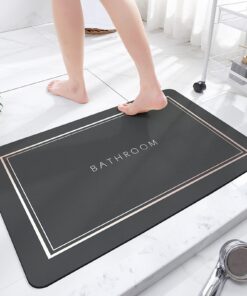 Super saugfähige Bodenmatte für Zuhause, schnell trocknende Badezimmermatten, rutschfeste Gummiböden (Dunkelgrau, 40*60