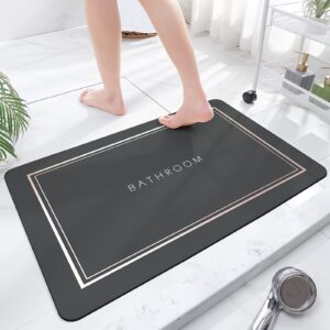 Super saugfähige Bodenmatte für Zuhause, schnell trocknende Badezimmermatten, rutschfeste Gummiböden (Dunkelgrau, 40*60