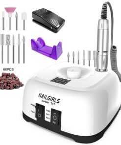 NAGELGIRLS 35000 U/Min Elektrische Nagelfräse für Gelnägel mit Fußpedal Maniküre-Pedicüre Set